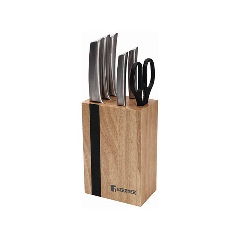 Foto van Keukenmessenset met standaard bergner keops hout roestvrij staal (6 pcs)