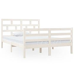 Foto van The living store bedframe massief hout wit 135x190 cm 4ft6 double - bed