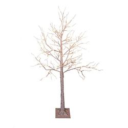 Foto van Verlichte figuren witte lichtboom/metalen boom/berkenboom met 120 led lichtjes 130 cm - kerstverlichting figuur