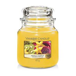 Foto van Yankee candle geurkaars medium tropical starfruit - 13 cm / ø 11 cm