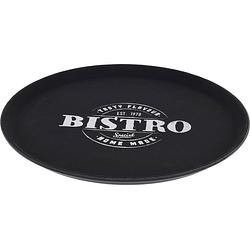 Foto van Zwart anti-slip dienblad kunststof 36 cm bistro special - dienbladen