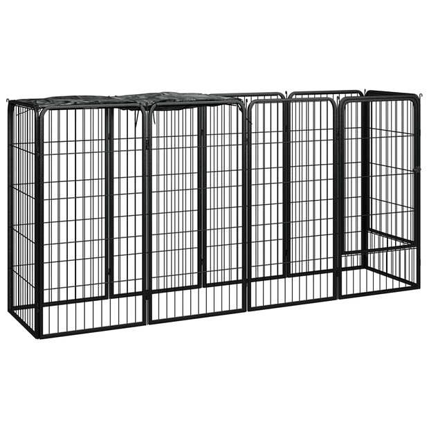 Foto van Vidaxl hondenkennel 10 panelen 50 x 100 cm gepoedercoat staal zwart