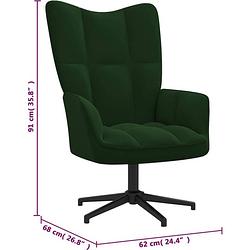 Foto van The living store relaxstoel stoelen - 62 x 68 x 91 cm - donkergroen fluweel