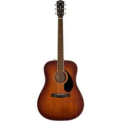 Foto van Fender pd-220e dreadnought all mahogany aged cognac burst elektrisch-akoestische westerngitaar met koffer