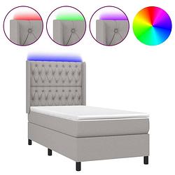 Foto van The living store boxspring bed - led - 100x200 cm - lichtgrijs