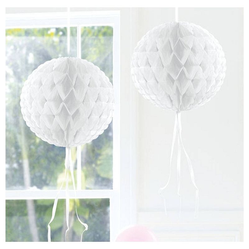 Foto van Honeycomb ballen wit 30 cm - hangdecoratie