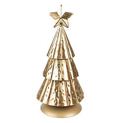 Foto van Clayre & eef kerstdecoratie kerstboom 20 cm goudkleurig ijzer decoratief figuur decoratieve accessoires woonaccessoires