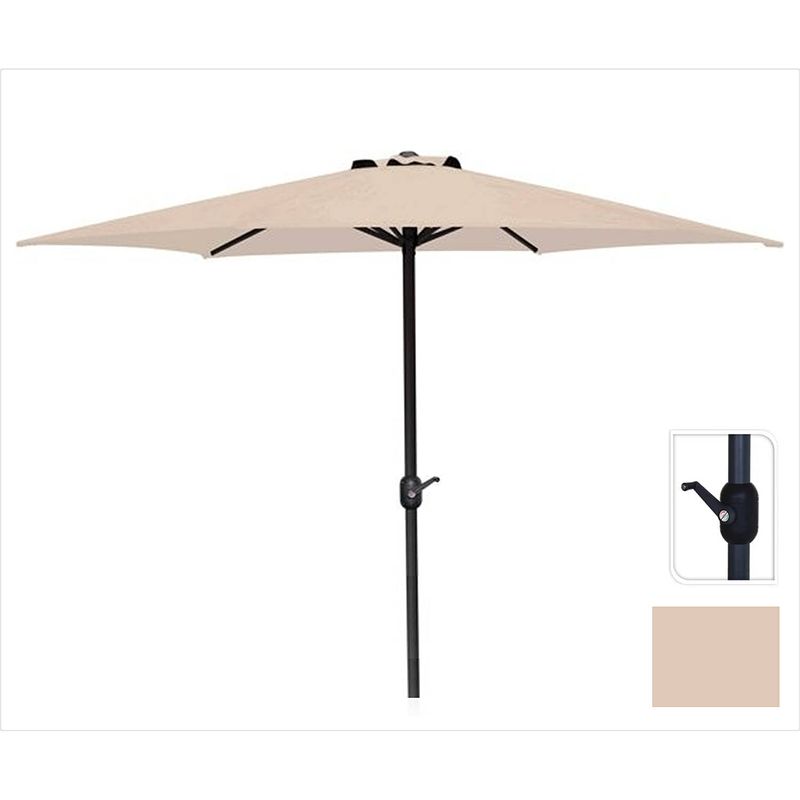 Foto van Parasol creme ø300 cm voor tuin en terras met handig opdraaisysteem