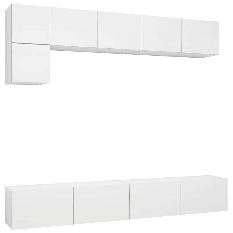 Foto van The living store televisiemeubelset - (naam ) - wandmeubel - kleur- wit - materiaal- spaanplaat - maten- 60x30x30 cm /