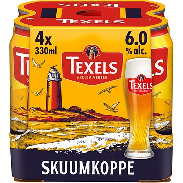 Foto van Texels skuumkoppe bier blik 4 x 330ml aanbieding bij jumbo | 2e halve prijs