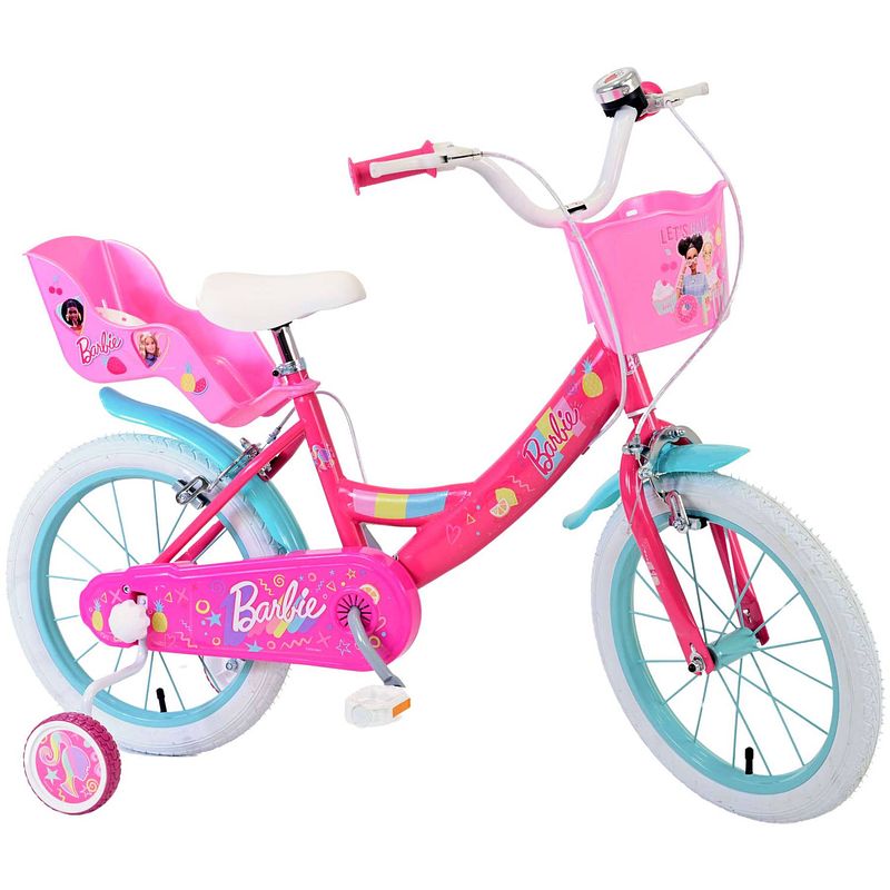 Foto van Barbie kinderfiets - meisjes - 16 inch - roze - twee handremmen