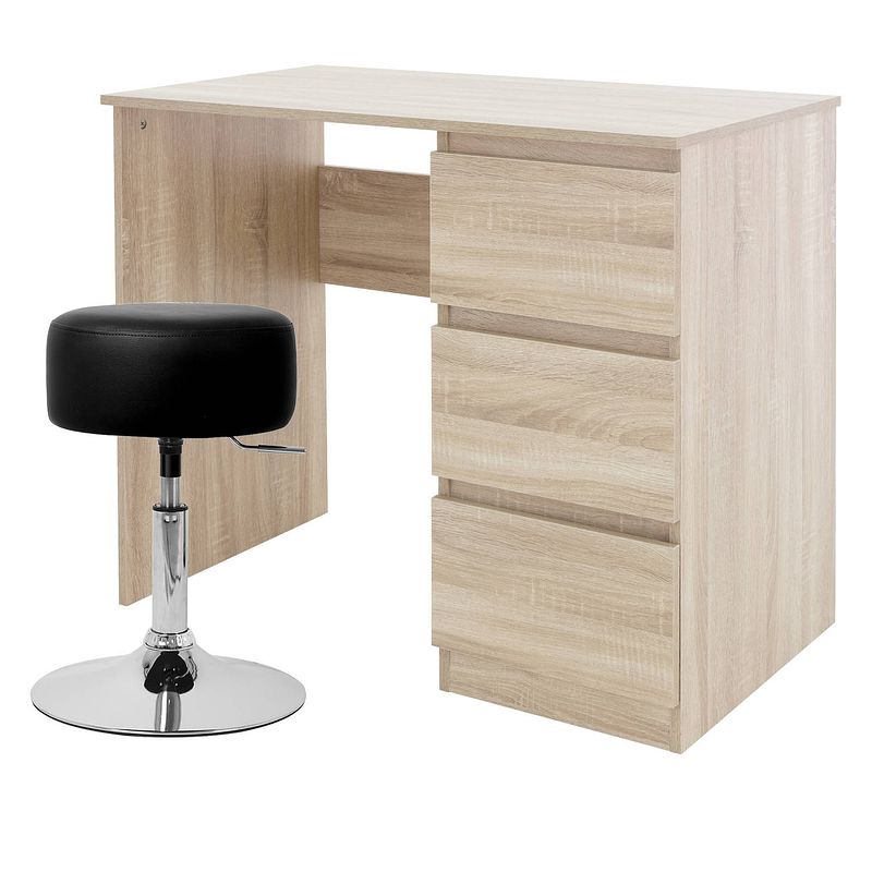 Foto van Bureau met drie laden 90x76x50 cm sonoma eikenhout ml-design