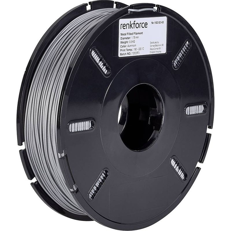 Foto van Filament renkforce pla compound 1.75 mm aluminium 500 g