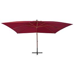 Foto van The living store hangende houten parasol - bordeauxrood - 400x300x285 cm - uv-beschermend polyester - stevige kruisvoet