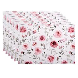 Foto van Haes deco - set van 6 placemats - 48x33 cm - 100% katoen - rustic rose