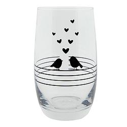 Foto van Clayre & eef waterglas 320 ml transparant glas rond vogels drinkbeker drinkglas transparant drinkbeker drinkglas