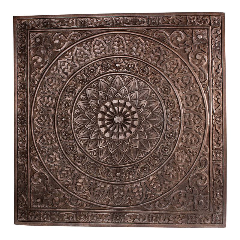 Foto van Ptmd restin brown mdf antique carved wall panel rect