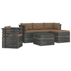 Foto van Vidaxl 6-delige loungeset met kussens pallet massief grenenhout