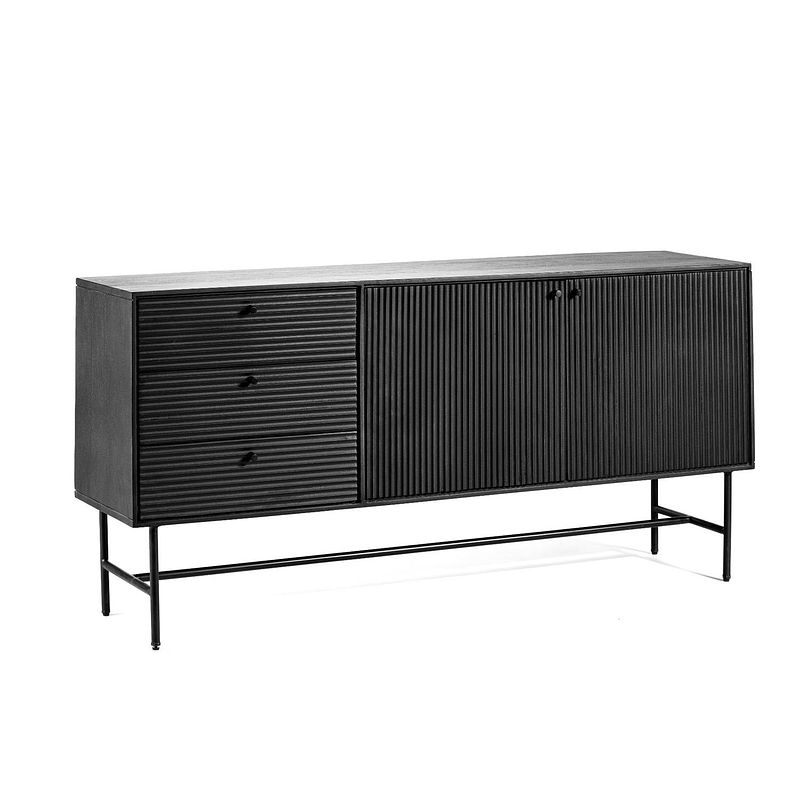 Foto van Furntastik loures dressoir, 160x40 cm, zwart