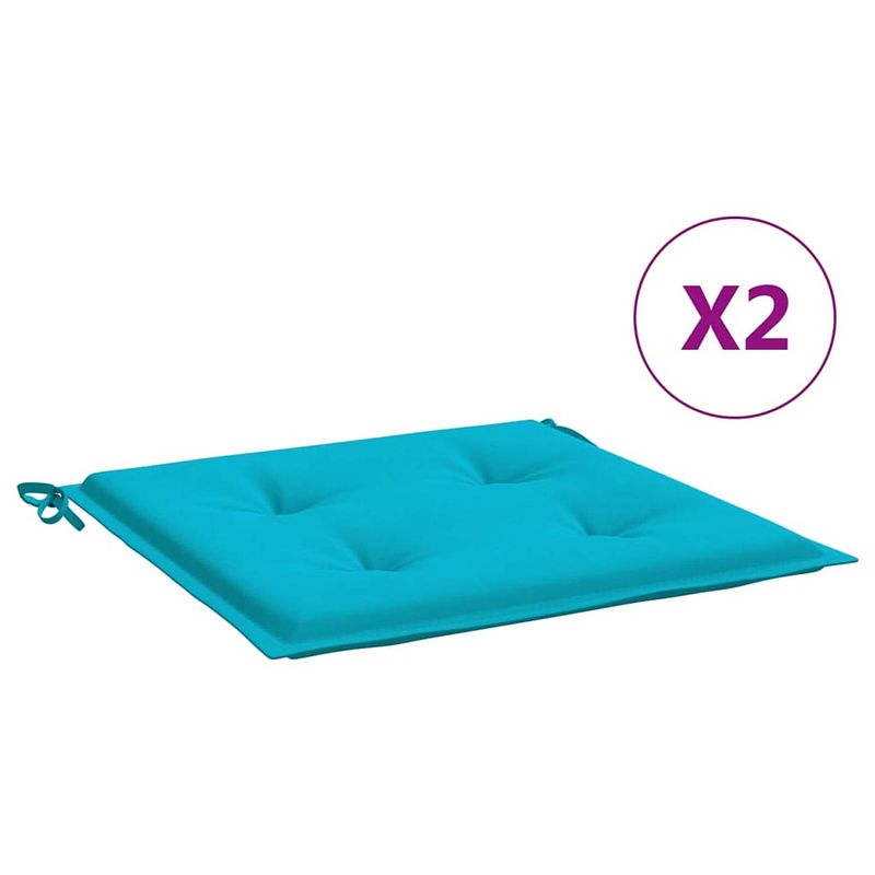 Foto van The living store stoelkussens oxford turquoise - 50x50x3 cm - waterafstotend - holle vezel vulling - anti-slip touw -