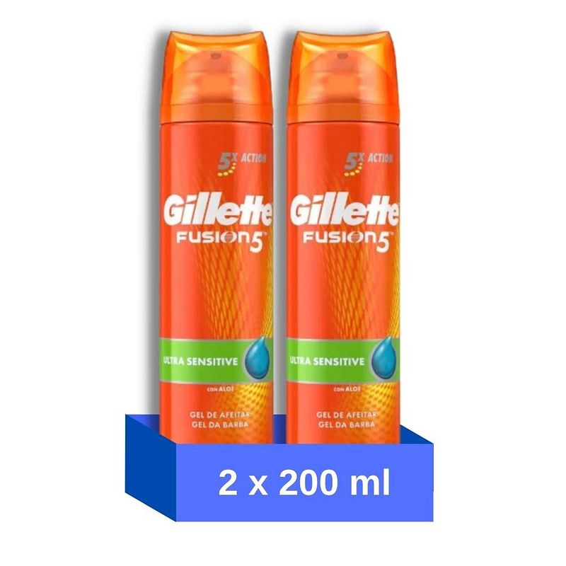 Foto van Gillette scheergel fusion5 - ultra sensitive - 200 ml - 2 stuks