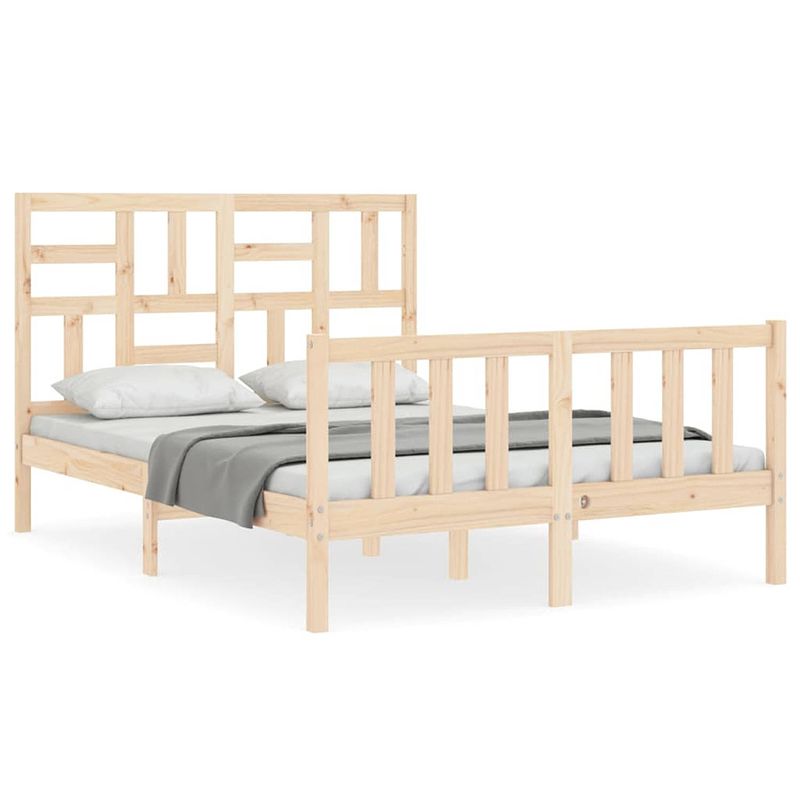 Foto van The living store bedframe - massief grenenhout - 205.5 x 125.5 x 104 cm - multiplex lattenbodem