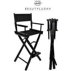 Foto van Beautylushh professionele hoge make-up / regisseurs stoel verstelbaar aluminium 116 cm zwart