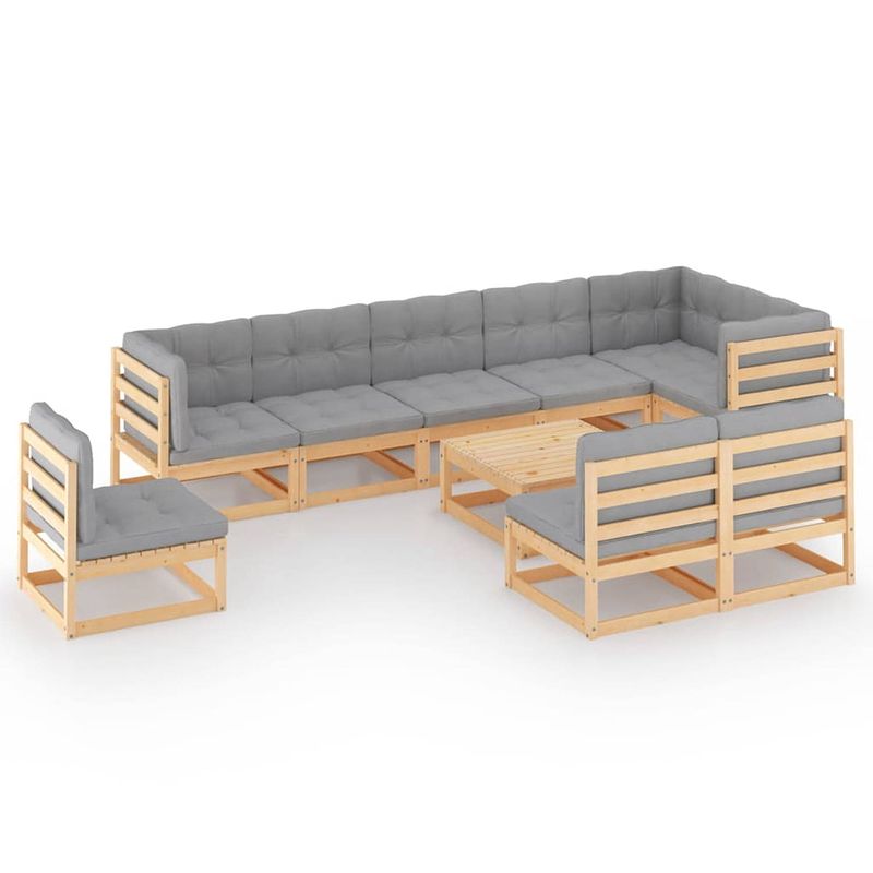 Foto van Vidaxl 10-delige loungeset met kussens massief grenenhout