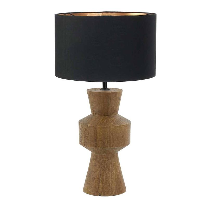 Foto van Light & living gregor tafellamp - ø 17 cm - e27 (grote fitting) - beuken en zwart