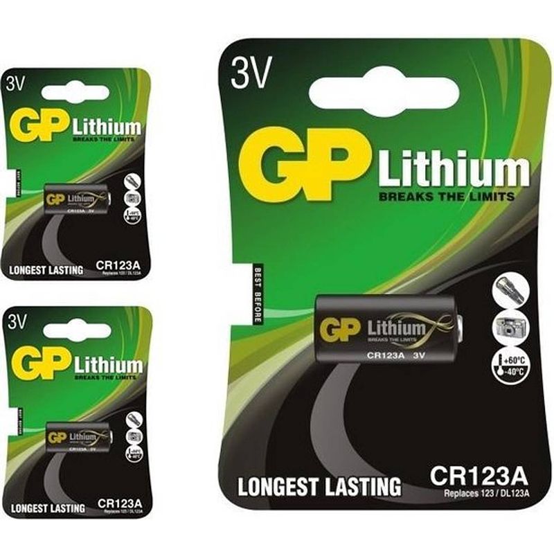 Foto van 3 stuks - gp cr123 cr123a dl123a cr17345 lithium batterij