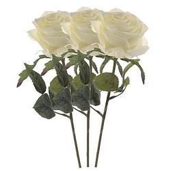 Foto van Emerald kunstbloem roos simone - 3x - wit - 45 cm - decoratie bloemen - kunstbloemen
