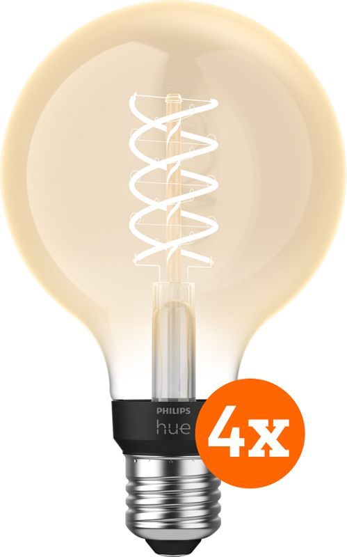 Foto van Philips hue filamentlamp white globe e27 4-pack