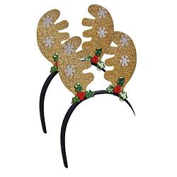 Foto van Krist+ kerst haarbanden - 2x - rendier gewei - 22 cm -a  kunststof - verkleedattributen