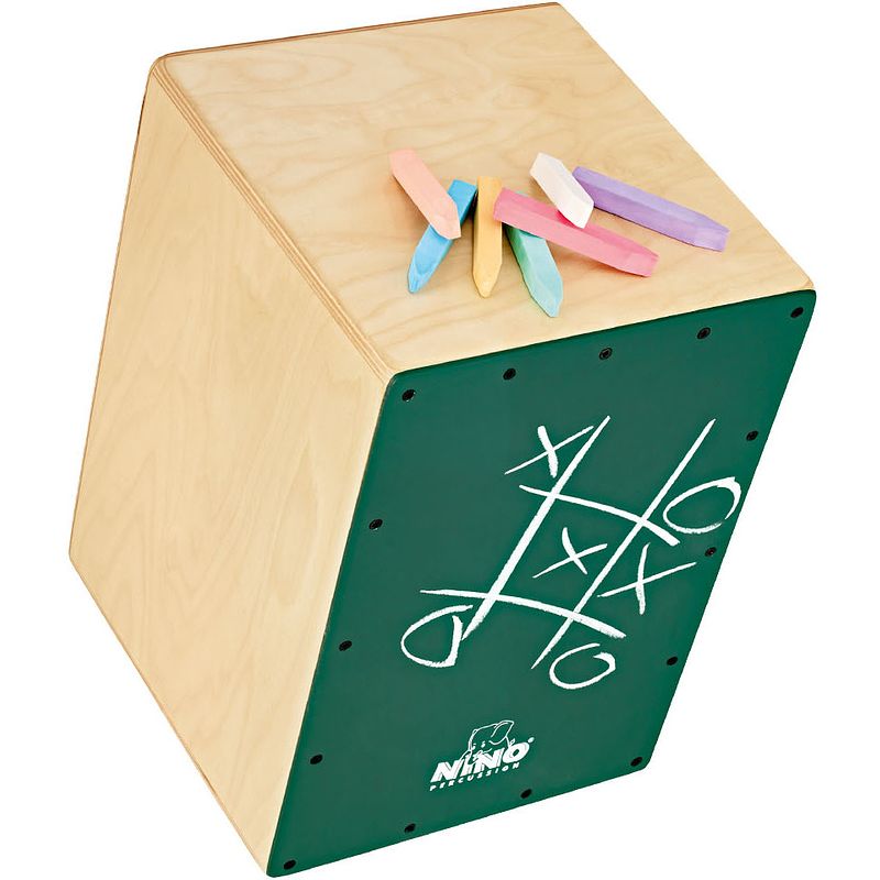 Foto van Nino percussion nino951dg 15 inch kinder cajon met krijtbord