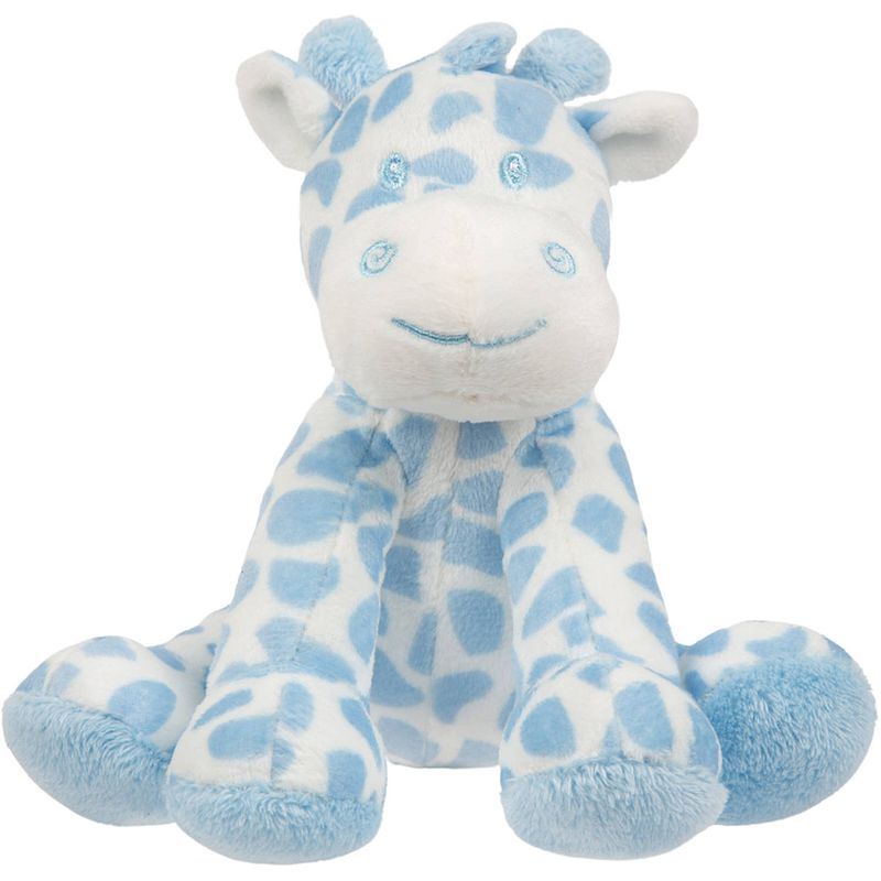 Foto van Suki gifts knuffeldier - giraffe - zittend - blauw/wit - pluche - safari dieren - 14 cm - knuffelberen