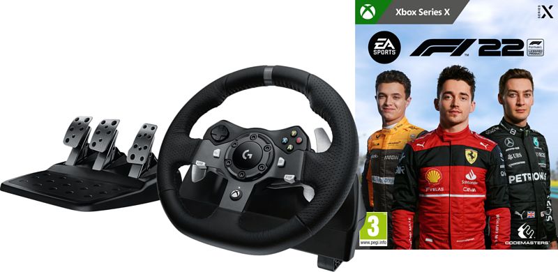 Foto van Logitech g920 + f1 22 xbox series x