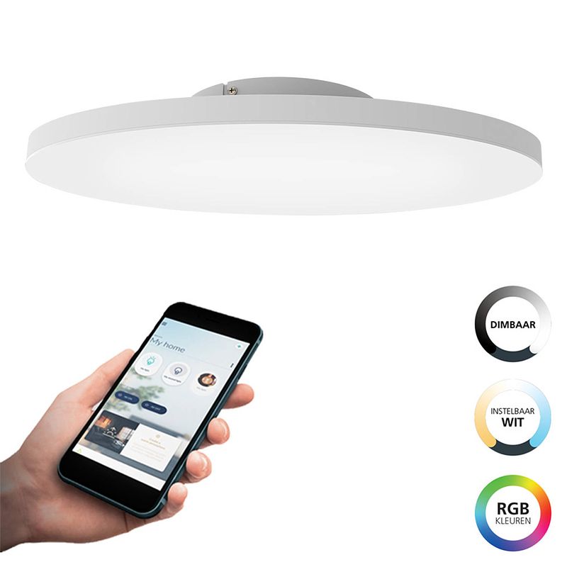 Foto van Eglo connect.z turcona-z smart plafondlamp - ø 60 cm - wit - instelbaar rgb & wit licht - dimbaar - zigbee