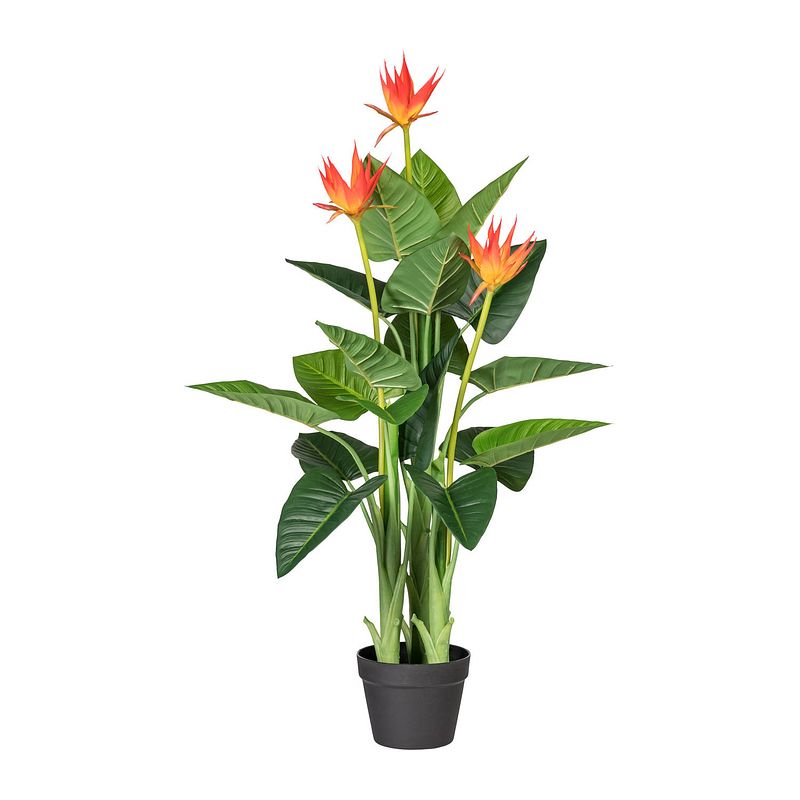 Foto van Kopu® kunstplant guzmania 105 cm met 3 oranje bloemen - nepplant