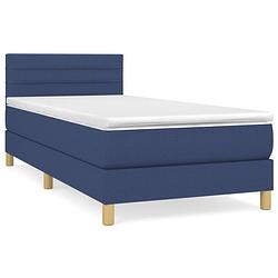 Foto van The living store boxspringbed - blauw - 203 x 80 x 78/88 cm - pocketvering matras