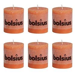 Foto van Bolsius rustieke stompkaarsen 80 x 68 mm 6 stuks oranje