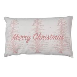 Foto van Haes deco - kerst kussenhoes 30x50 cm - roze - collectie: sweet and cosy - sierkussen, kussenhoes