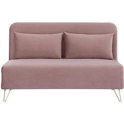 Foto van 2-zits ombouwbank - roze fluweel met gouden poten - scandinavische stijl - l 130 x d 90 x h 81 cm - deplo