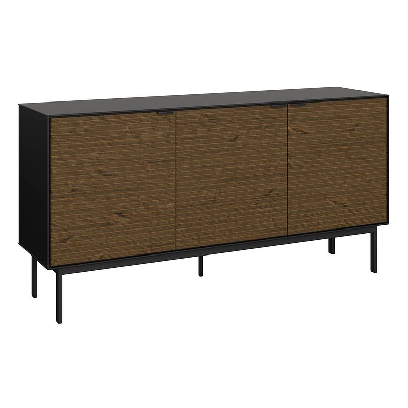 Foto van Soma dressoir met 3 deuren, zwart, bruin.