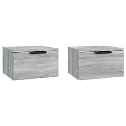 Foto van The living store nachtkastjes 2 st wandgemonteerd 34x30x20 cm grijs sonoma eiken - kast