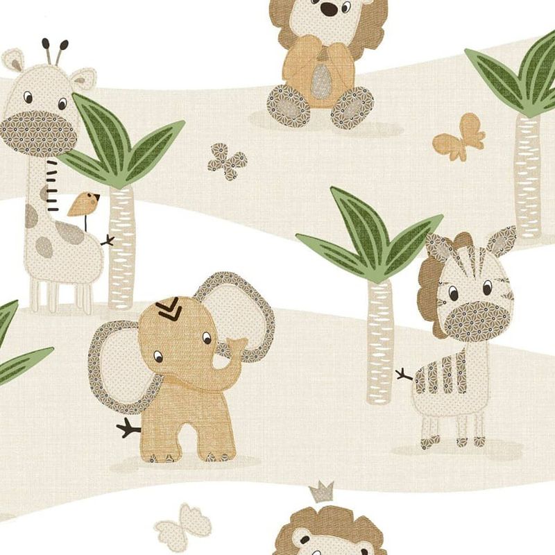 Foto van Noordwand behang mondo baby jungle animals bruin en beige