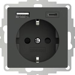 Foto van 2usb 2u-449542 geaard stopcontact met usb-laaduitgang, kinderbeveiliging, vde ip20 antraciet