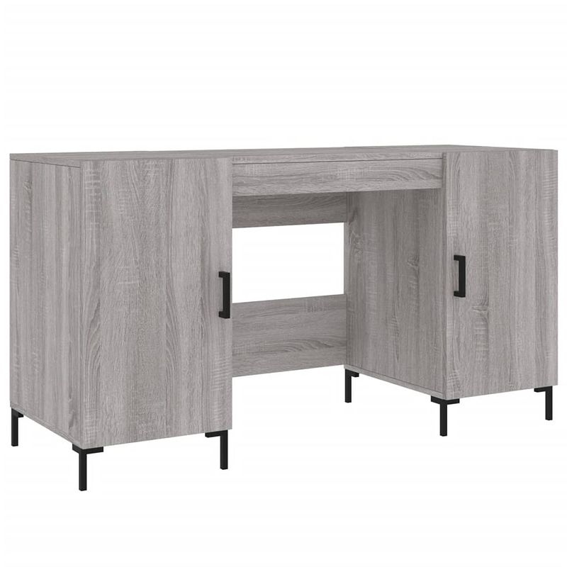 Foto van The living store bureau meubilair - 140 x 50 x 75 cm - grijs sonoma eiken