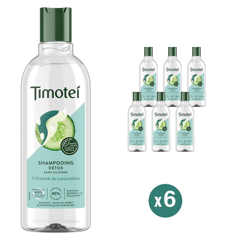 Foto van Timotei - detox shampoo - refresh - voordeelverpakking 6 x 300 ml