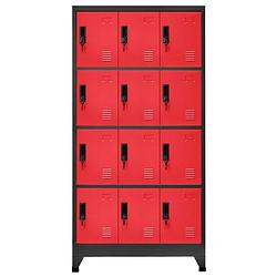 Foto van The living store lockerkast - modern design - staal - 90x45x180 cm - 12 afsluitbare deuren