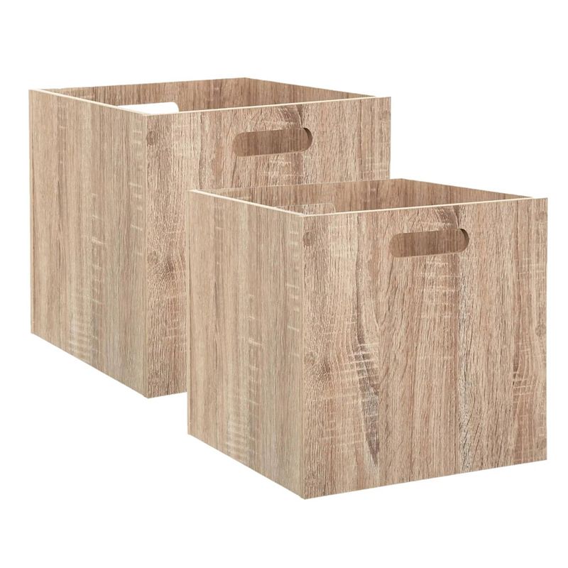 Foto van Set van 2x stuks opbergmand/kastmand 29 liter bruin/naturel van hout 31 x 31 x 31 cm - opbergmanden